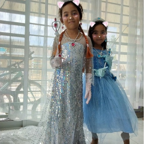 Putri Beku 2 Elsa Dress Gadis Gaun Gadis Kostum Gaun Berpayet Gaun Putih