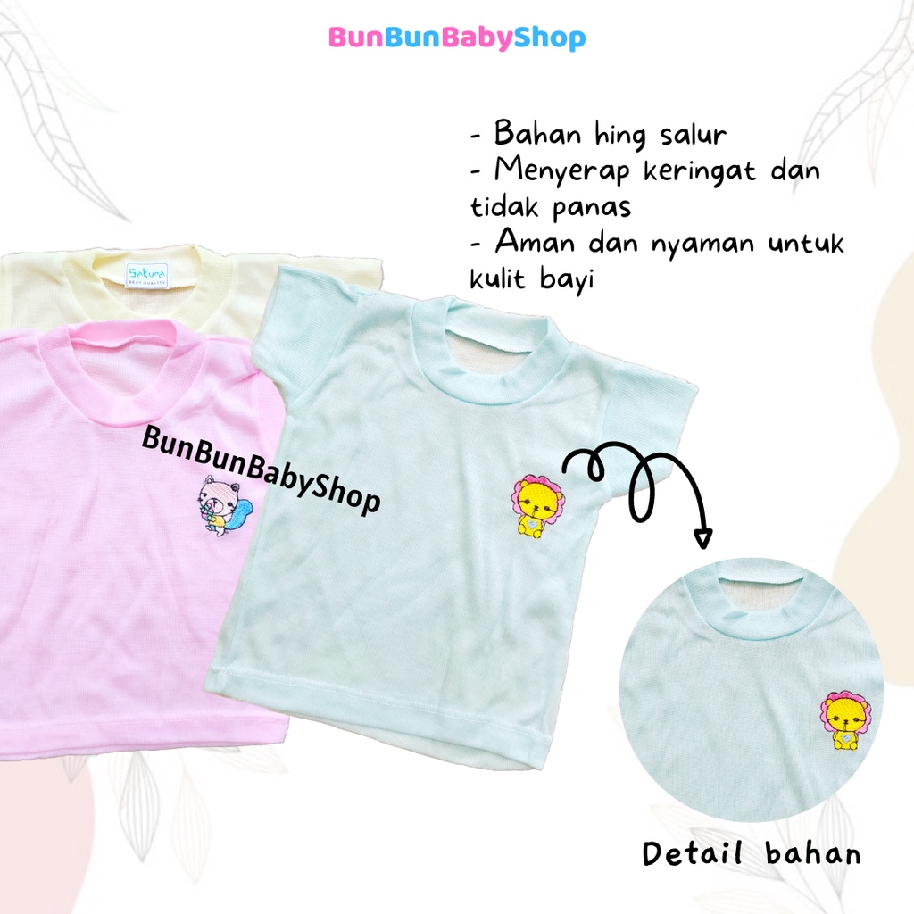 Baju Bayi Lengan Pendek Kaos Oblong Polos Bordir Unisex Atasan Laki Perempuan Perlengkapan Baru Lahir Peralatan Baby New Born Bunbunbabyshop