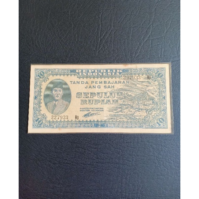 uang kuno ori 10 rupiah tahun 1945 xf