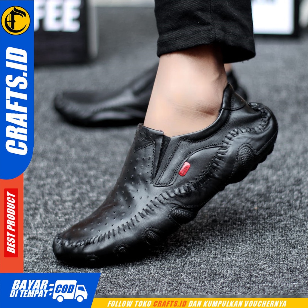 CRAFTS alien - Sepatu Pantofel Formal Kulit Asli Kerja Pria