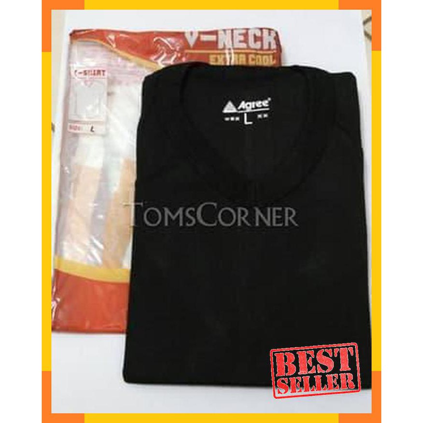 StarSeller kaos dalam oblong pria AGREE V NECK cowok dewasa agree rider gtman - HITAM V NECK- AGREE