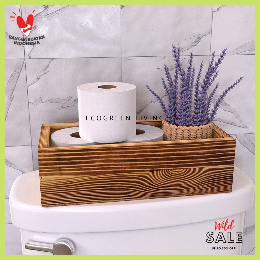 W-007 Mini wood crates kotak kayu burned , Wooden Tray , Toilet Tissue Holder Organizer Box