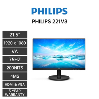 Philips 221V8/70 Monitor LCD 22-Inc VGA HDMI 75Hz