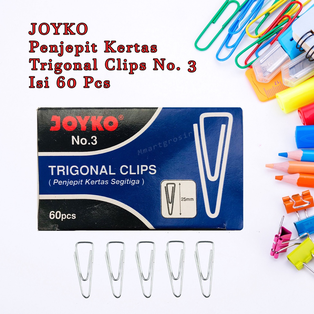 JOYKO / Penjepit Kertas/ Kertas Klip / Trigonal Clips / No. 3 / 60 Pcs