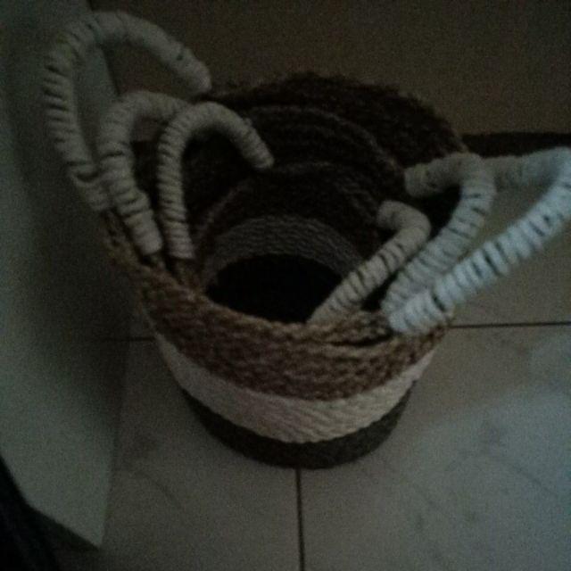 Set Isi 3 Keranjang Meja Anyaman Seagarass Grey