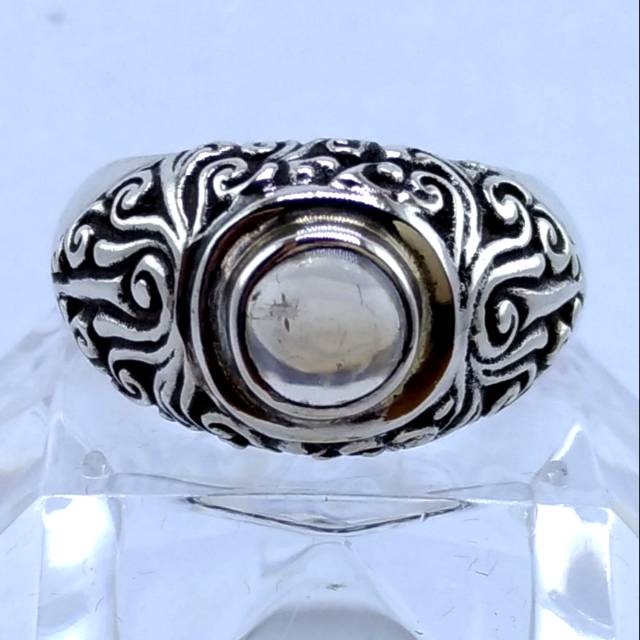 Cincin perak model barong bali batu moonstone bluish
