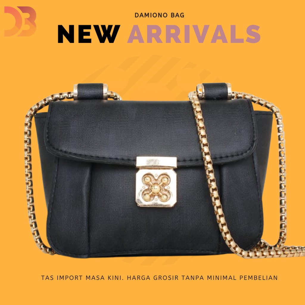 Tas Bahu Wanita Damiono Rantai Hitam Import Fashion Kekinian