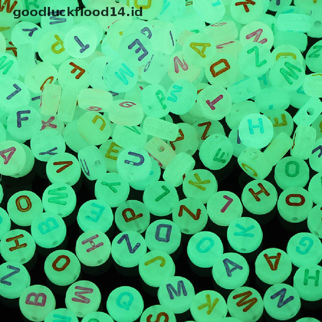 [OOID] 100Pcs Acrylic Luminous Letter Number Space Loose Beads DIY Jewelry Accessories ID