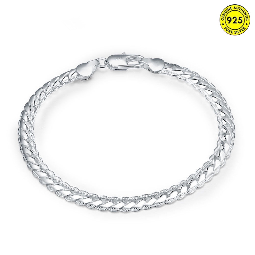 Gelang Tangan Rantai Sterling Silver 925 Motif Geometri Hollow Elegan Retro Untuk Wanita