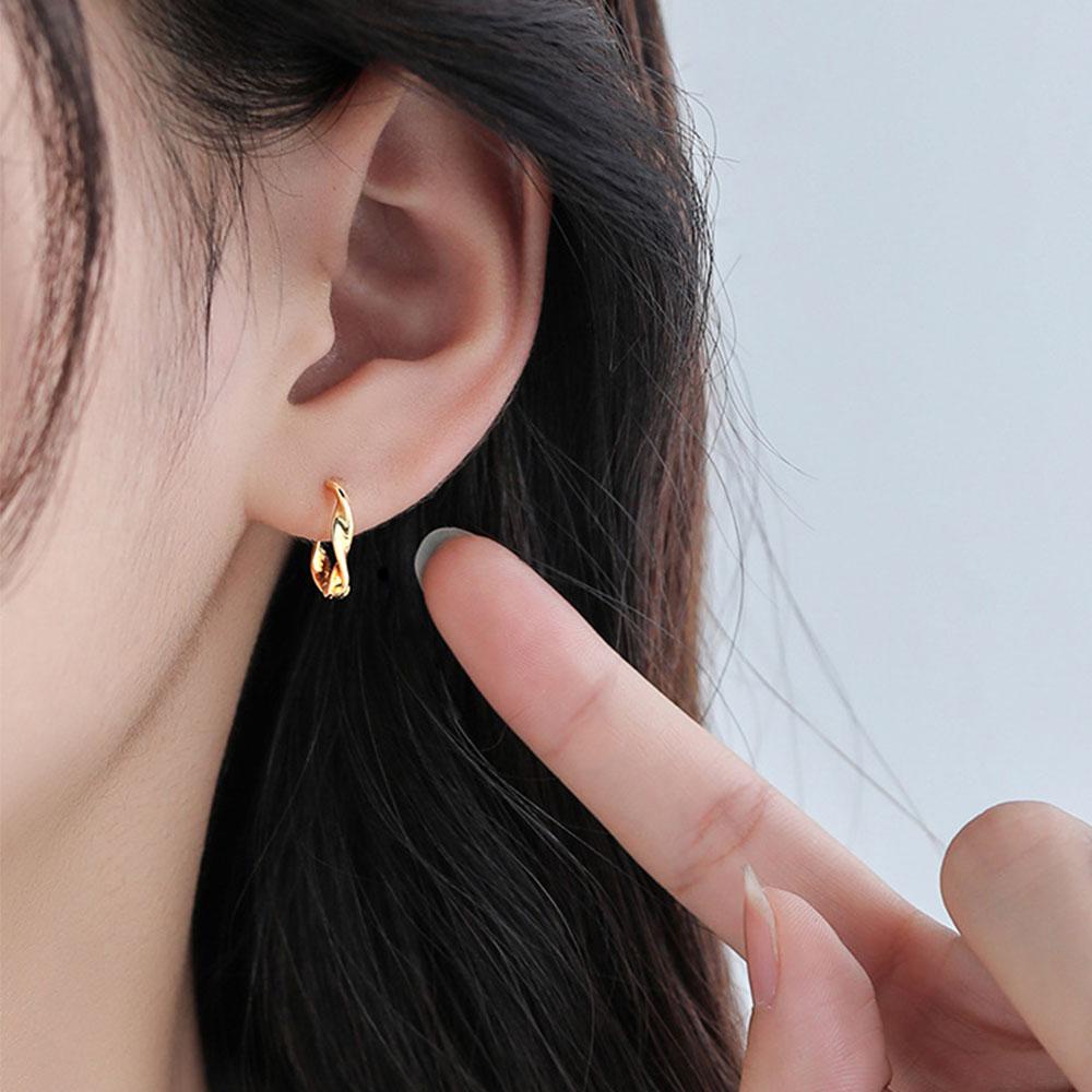 Anting Hoop Bentuk Lingkaran Geometris Gaya Korea Untuk Wanita