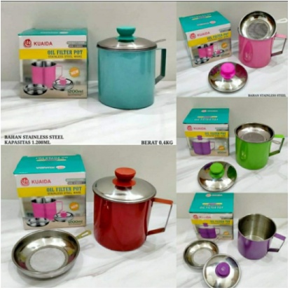 Wadah Saringan Minyak Goreng Anti Karat Premium / Stainless Steel Kitchen Oil Pot