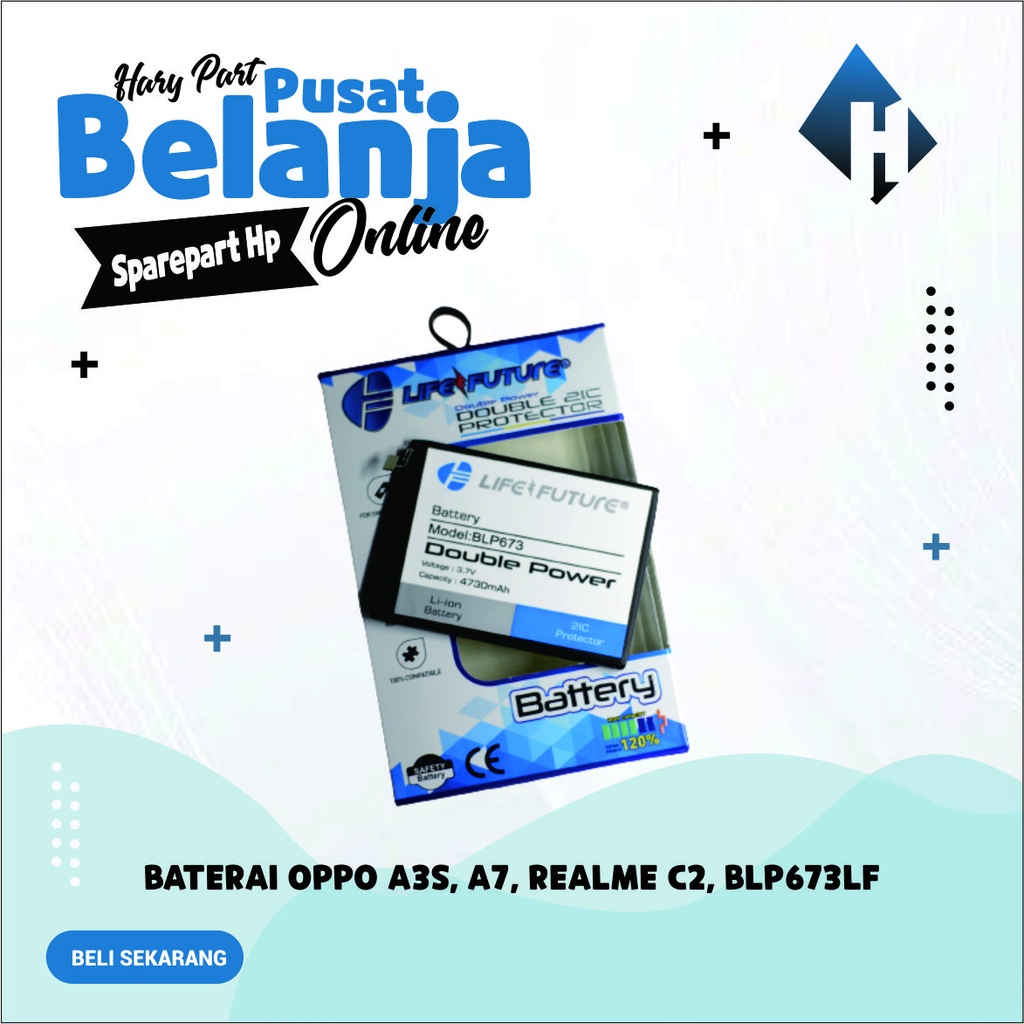 BATERAI OPPO A3S / A5S / A7 / A31 2020 / A12 / C1 / Baterai BLP673 LIFE FUTURE LF Life Future BP Bra