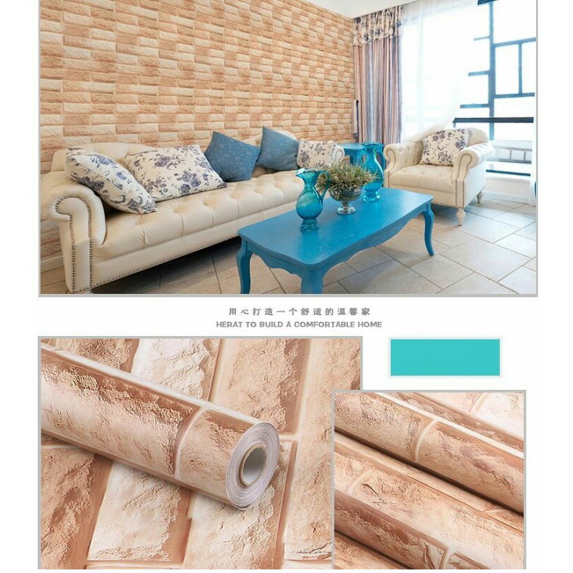 Wallpaper Bata Coklat-1 45cmx10m/Wallpaper Dinding/Wallpaper Stiker