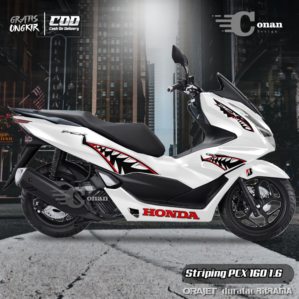 Aksesoris Motor PCX 160 Striping Motor PCX Variasi Motif Shark