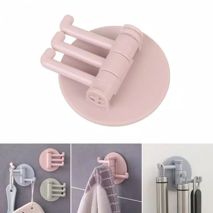 Gantungan Dinding 3 in 1 - Kapstok Baju - Gantungan Cantolan Dinding Pintu Kamar Mandi 3 in 1