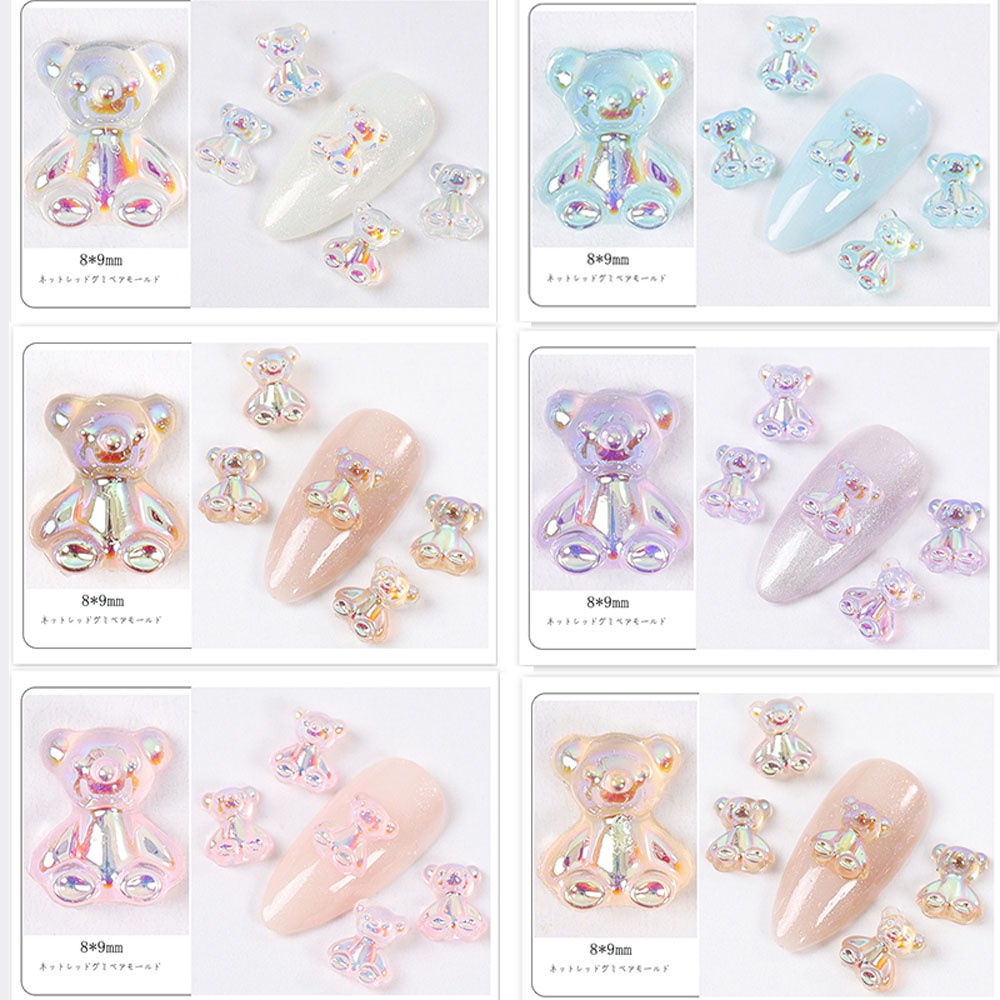 MXBEAUTY 48 Pcs/Set 3D Nail Decoration Various Nail Rhinestones Nail Art Bow Skirt Shape Candy Color Resin Laser Colorful Bow Ribbon DIY Manicure Accessories Nail Jewelry