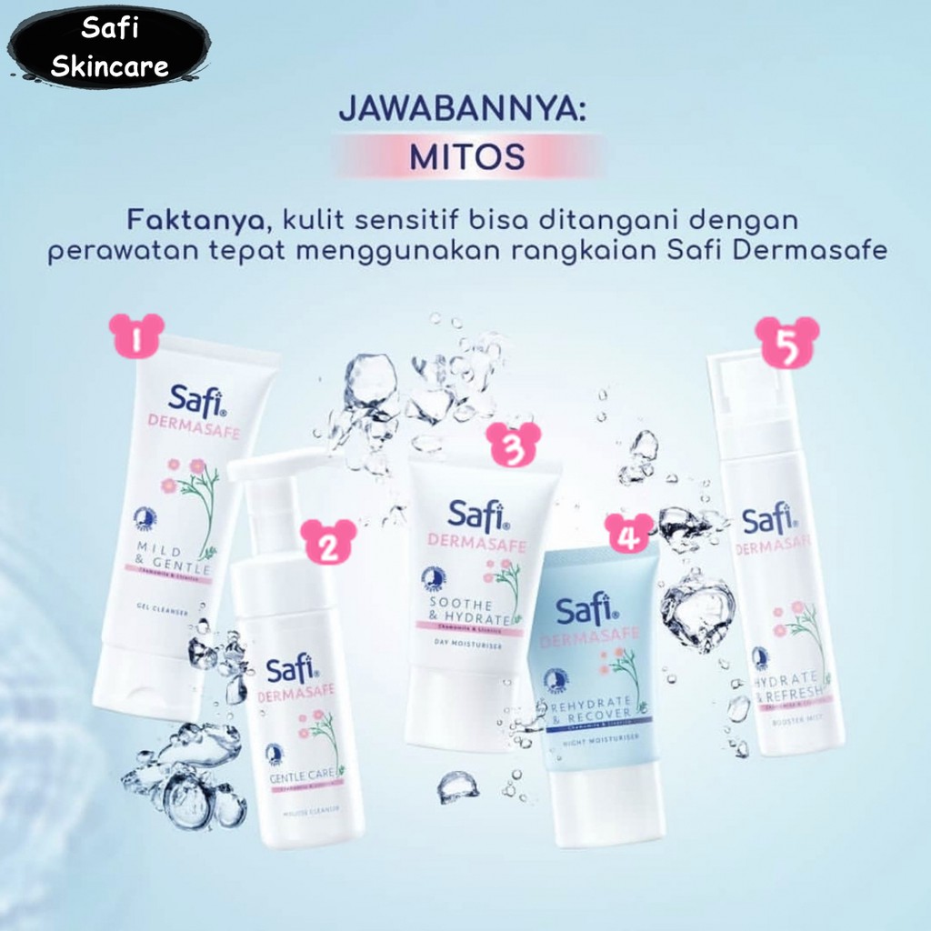 SAFI DERMASAFE SKINCARE NIGHT/ DAY MOISTURIZER/ GENTLE GEL CLEANSER/ BOOSTER MIST/ MOUSSE CLEANSER