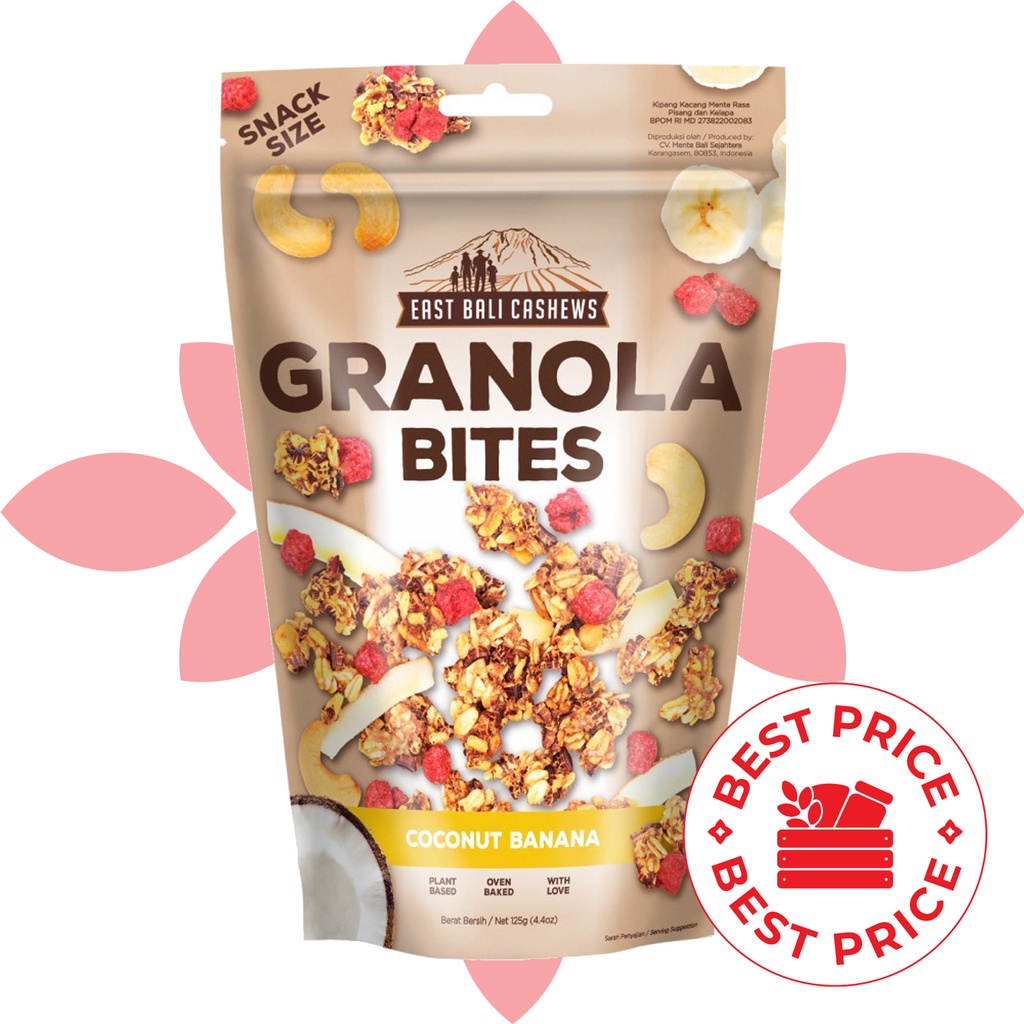 GRANOLA BITES - COCONUT BANANA 125 GR - EAST BALI CASHEWS (YAVA)