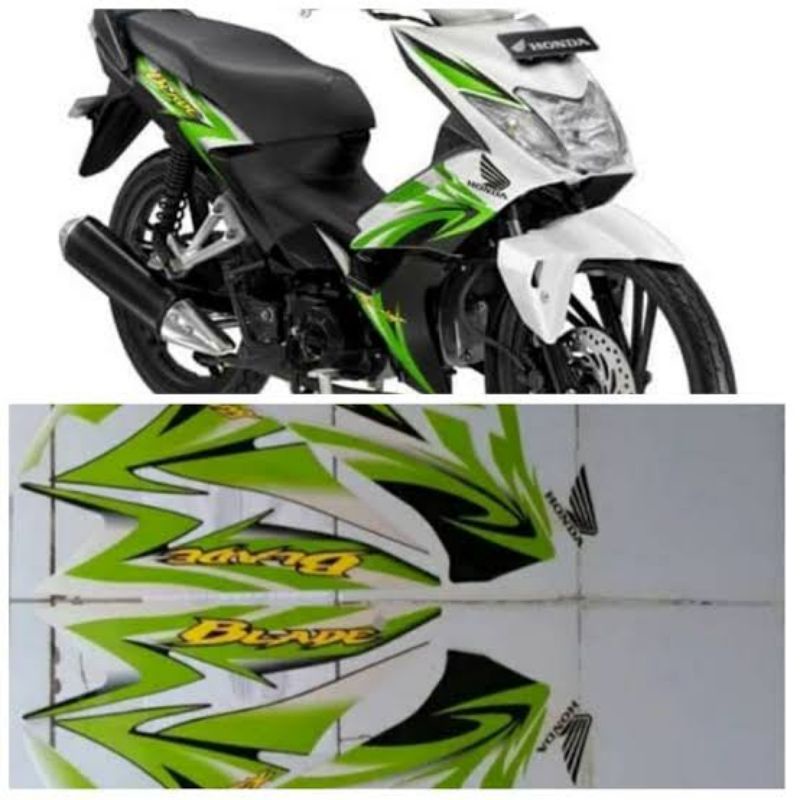 Striping Lis Ori Blade 110 R Hijau putih 2010 Sticker Lis Standar Original ORI Striping Honda Blade 