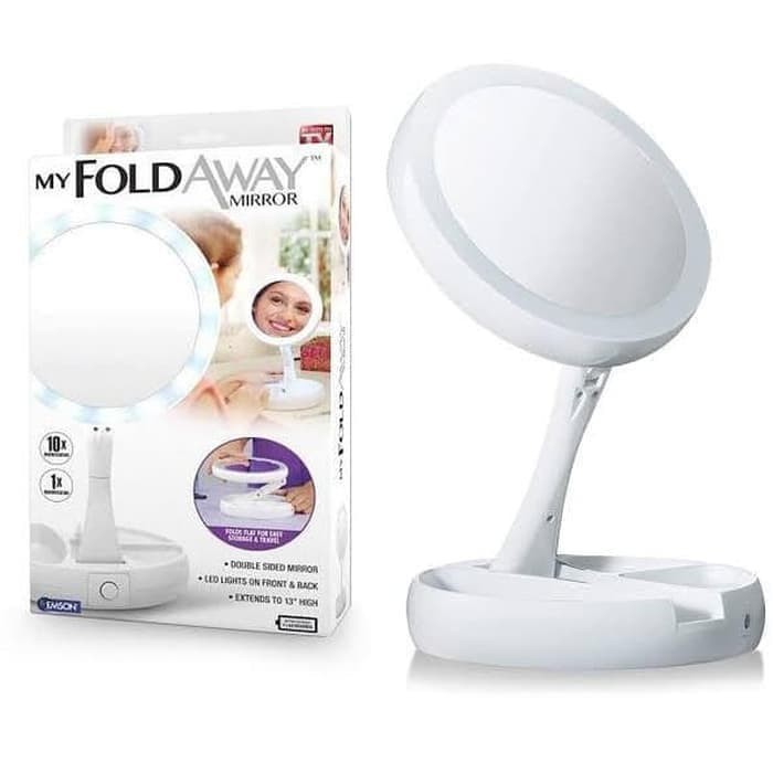 Cermin Make Up My Fold Away Mirror Tempat Alat Rias Lampu Portable