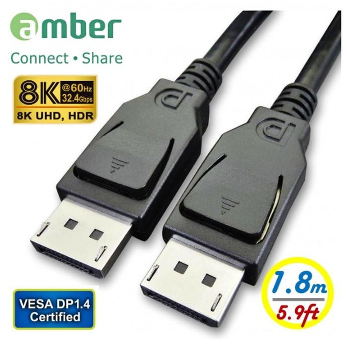 AMBER DPC-418 DisplayPort 1.4 8K @60Hz DP male to DP male 1.8m
