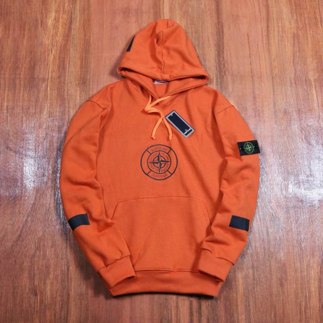 supreme stone island orange hoodie