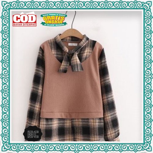 Pakaian Wanita Trend Kekinian / Kemeja Kotak Kotak | Fashion Atasan Remaja Wanita Shirt | Kemeja Hij