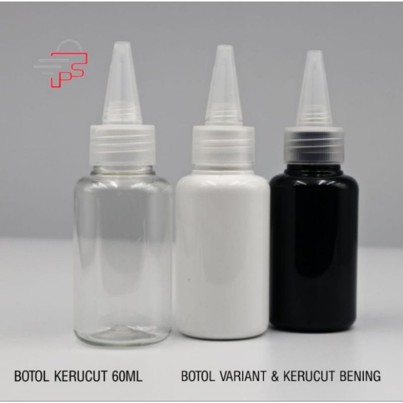 BOTOL TINTA 60 ML / BOTOL KERUCUT 60 ML / BOTOL TETES 60 ML + TUTUP NATURAL