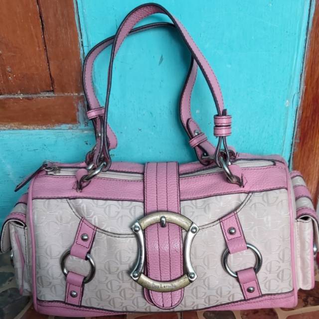 Tas preloved wanita Guy L**oche kulit asli mix kanvas tebal authentic / tas second / tas bekas