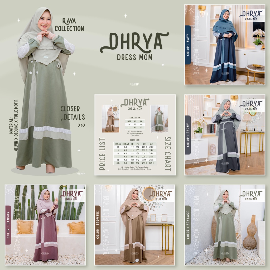 BUSANA MUSLIM GAMIS SARIMBIT KELUARGA TERBARU BY SILMEE INDONESIA DHRYA DRESS MOM (DRESS SAJA/KHIMAR