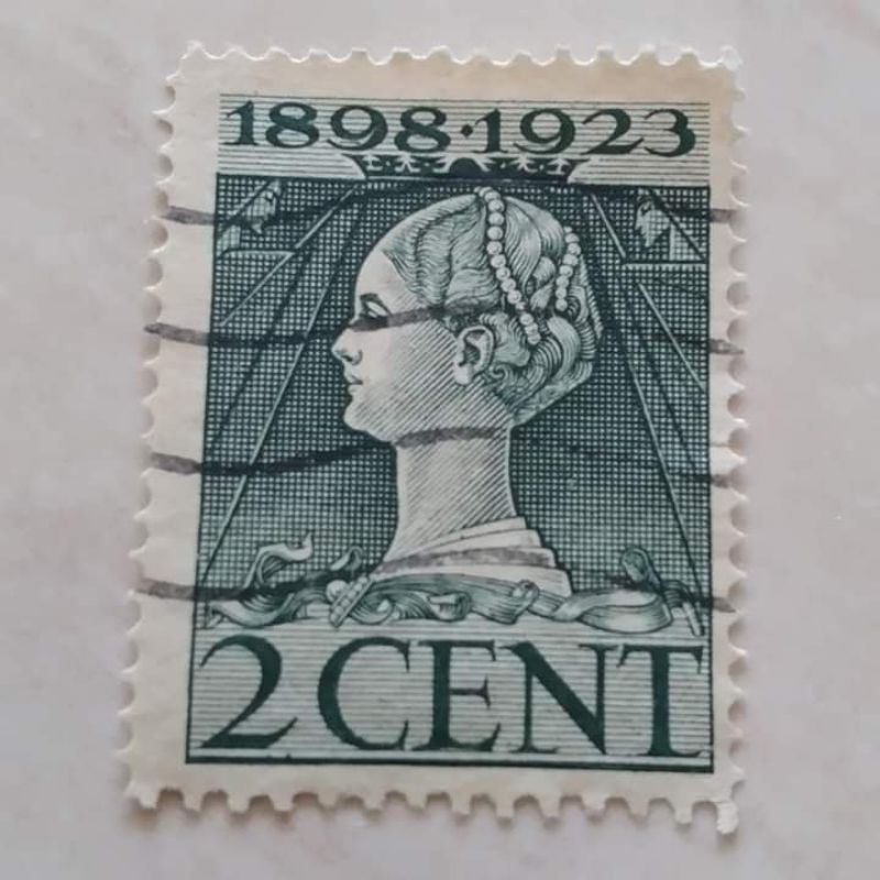 

Perangko Kuno Belanda Nederland 2 Cent 25th Anniversary Ratu Wilhelmina 1898 - 1923
