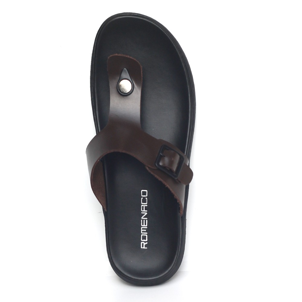 Sandal Pria Romenaco R002 Black Brown Upper Kulit Sapi Kolektif Asli