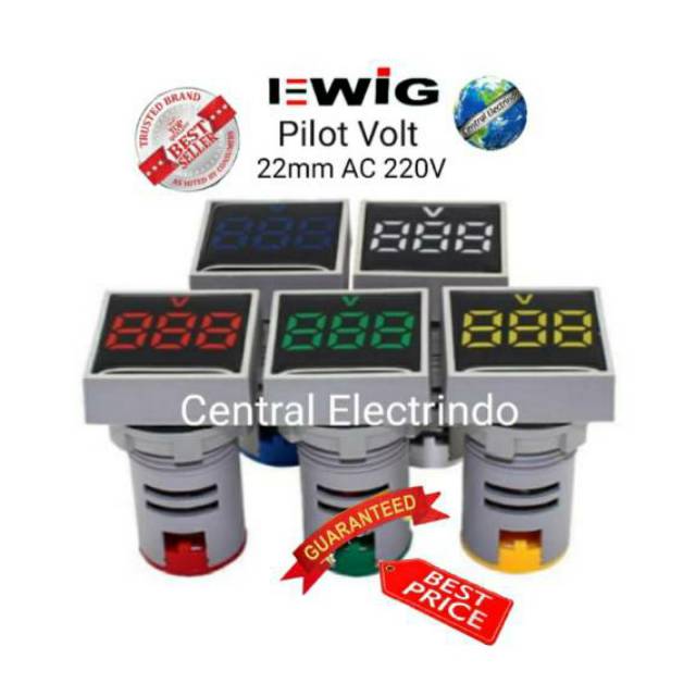 Pilot Lamp LED With Volt Indicator Kotak 22mm 220VAC EWIG.