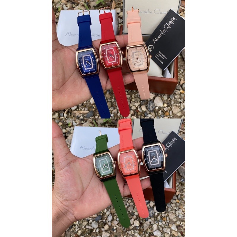 Jam Tangan Wanita Alexandre Christie AC 2847 AC2847 Fashion Rubber Strap Original Garansi Resmi 1THN