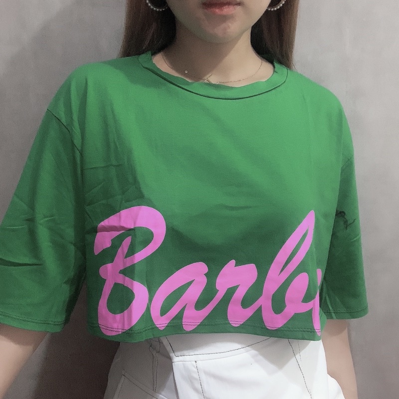 Barbie Drop Shoulder Oversized Crop Top | Maimon Grosir