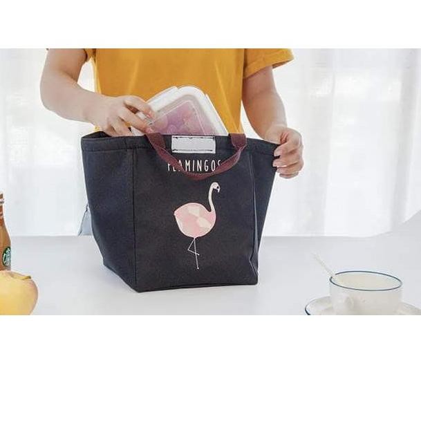 ❁TERBARU*,, JE607 Lunch bag tas bekal cooler bag FLAMINGO Tas bekal motif flamingo lunch bag flaming