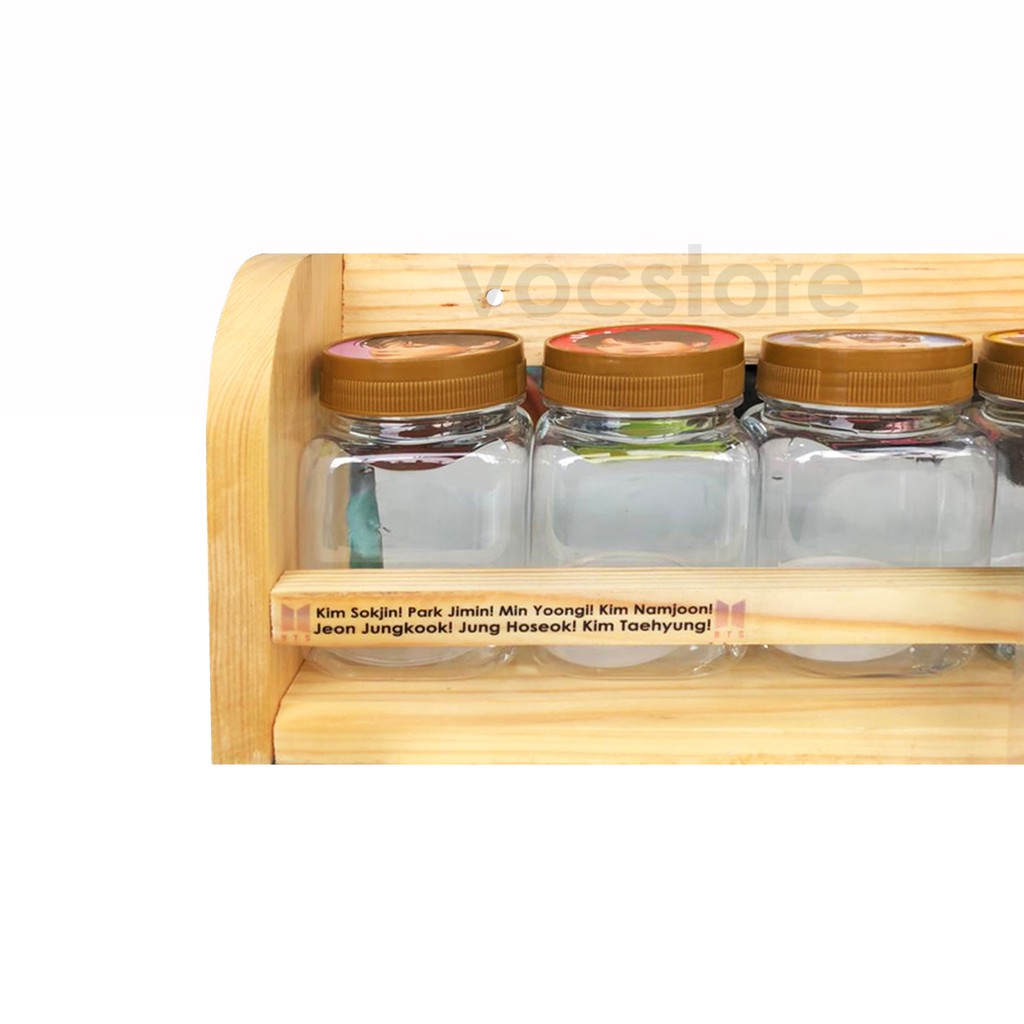 Rak Bumbu kayu serbaguna bts FREE 7 TOPLES