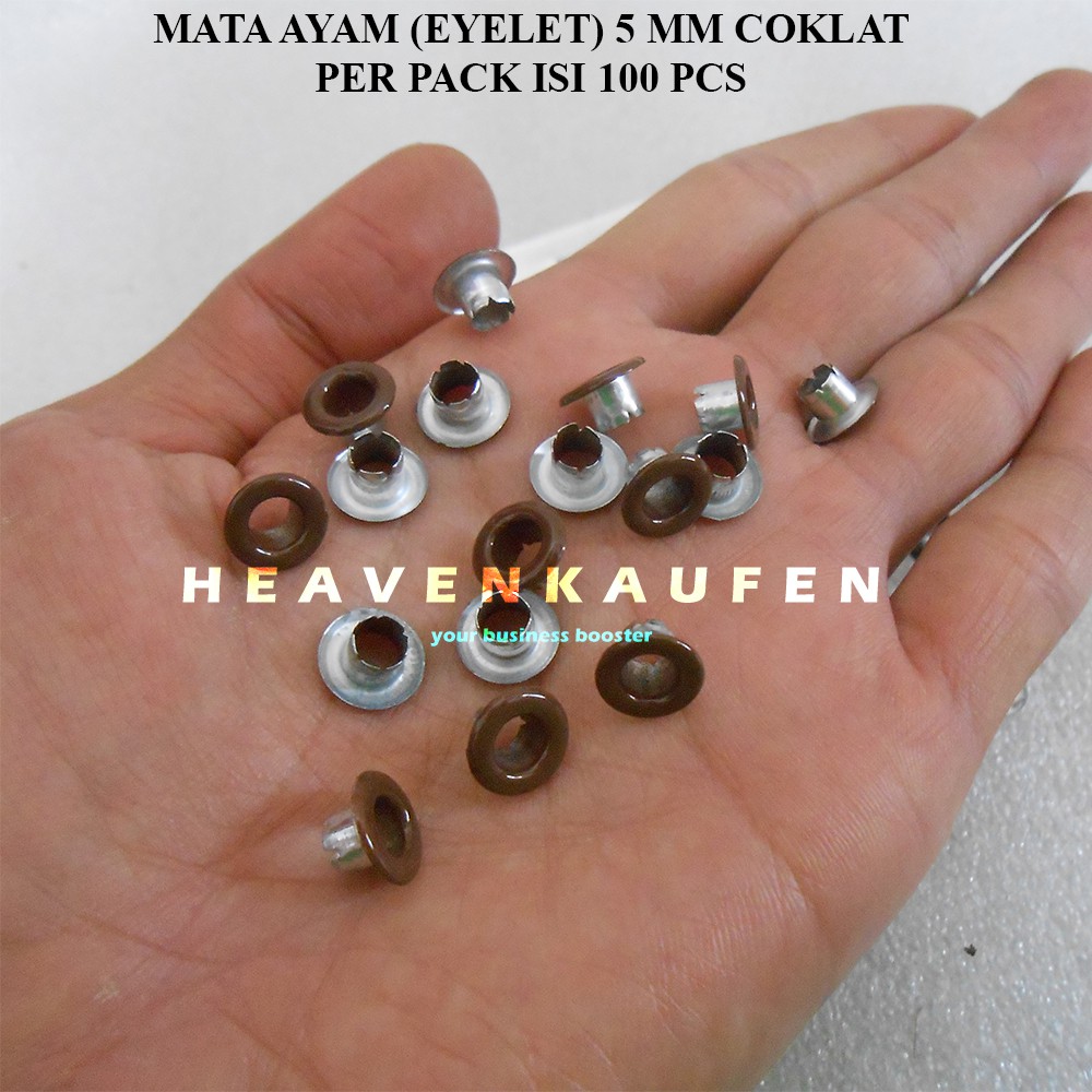 Mata Ayam Eyelet Mata Itik 5 mm Warna Coklat Harga Per Pack isi 100 Pcs