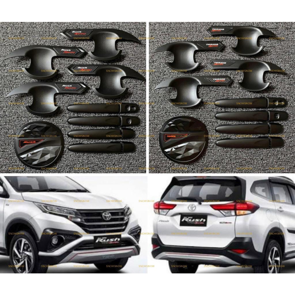 Paket Outer Handle Tank Cover All New Rush Terios 2018 2022 2023 GR SPORT Hitam Chrome