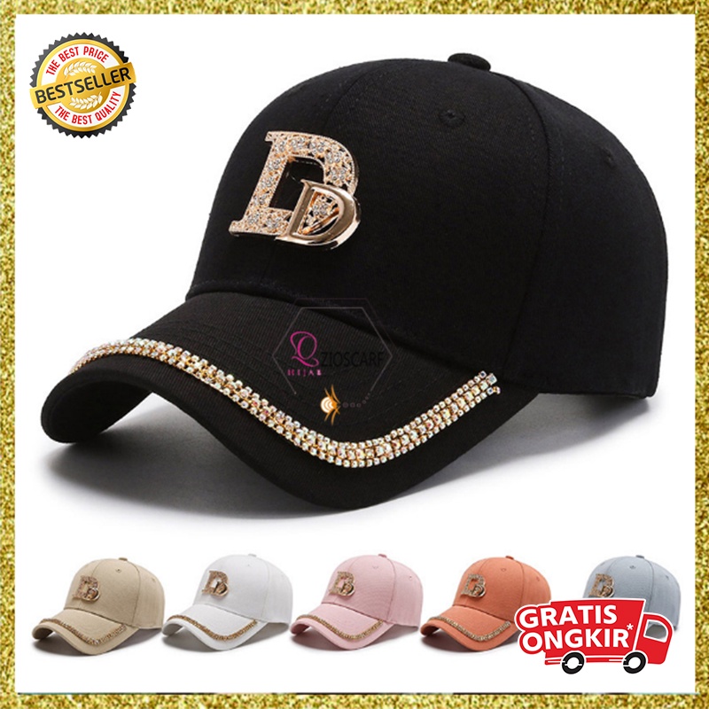 Topi Baseball Pria Wanita Double D Manik Kristal Casual Cap Sporty Distro Bahan Tebal import fashion korea TWA