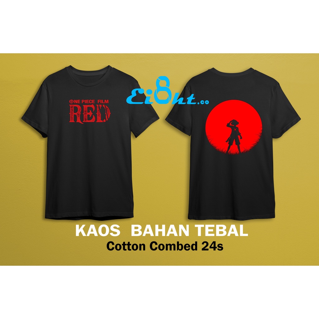 Kaos One Piece Red Mugiwara Luffy Anime Japan New Movie Cotton Combed 24s