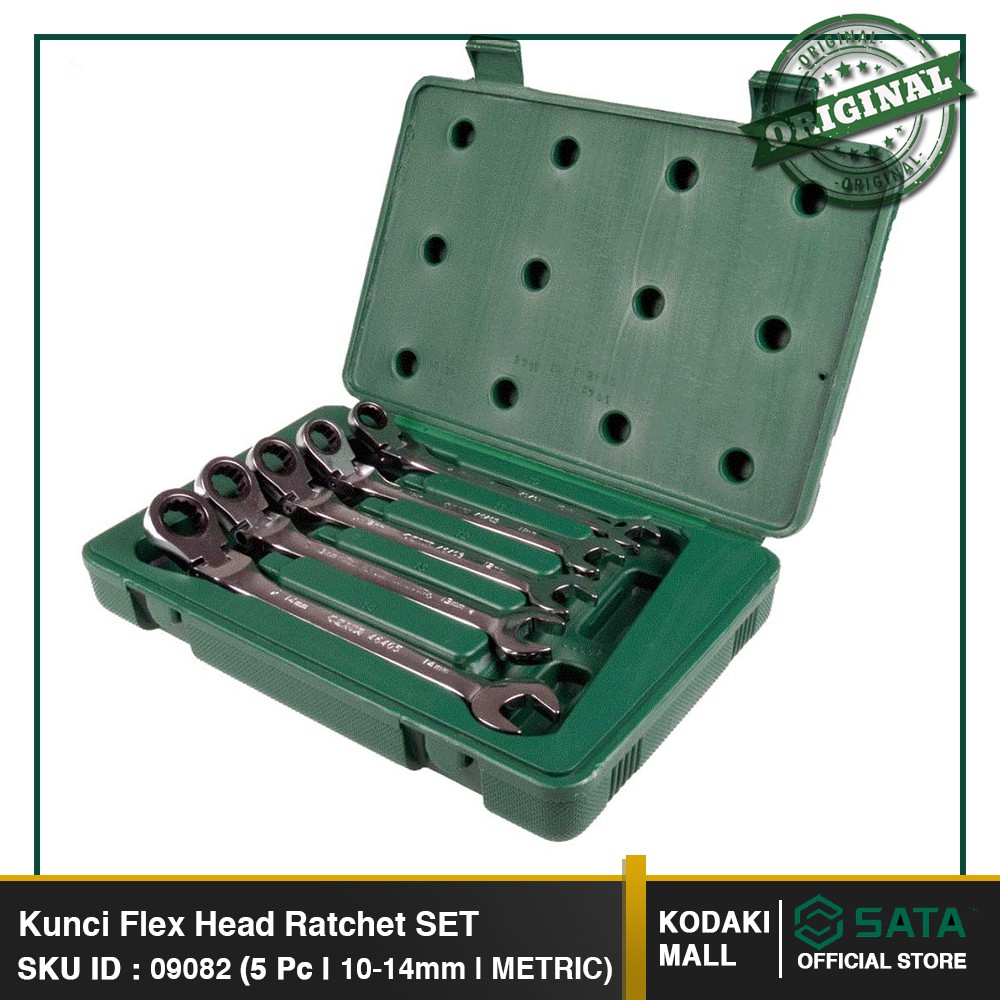 5 Pcs XL Flex Head Rachet Set 09082 SATA TOOLS