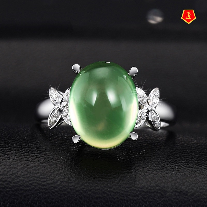 [Ready Stock]Elegant Green Opal Double Butterfly Ring Fashionable and Elegant