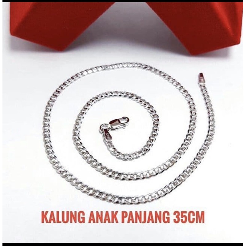 Kalung anak sisik naga kalung anak sisik naga polos kalung anak perak 925 lapis emas putih