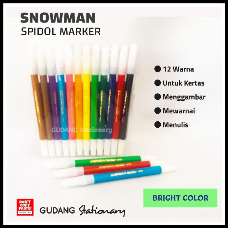 Spidol Pen Marker 12 Warna SNOWMAN