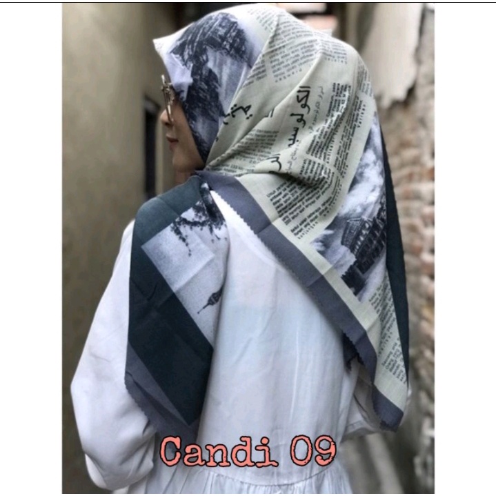 Hijab Segiempat Motif Koran arab / arabic premium / Kerudung voal best seller-CANDI 09