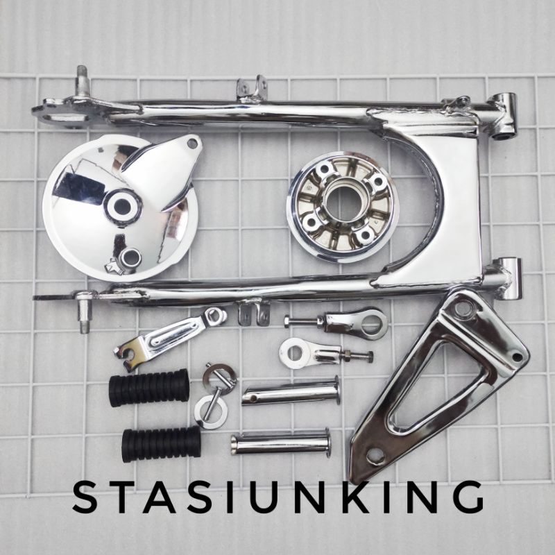 sepaket swing arm bulat rx king rxs lengkap finsihing chrome krom