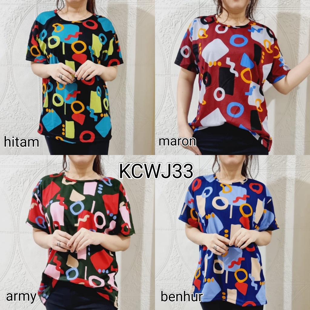 KCWJ33 # ATASAN WANITA JUMBO CORAK SHAPES / KAOS CORAK JUMBO / KAOS WANITA JUMBO / KAOS MURAH