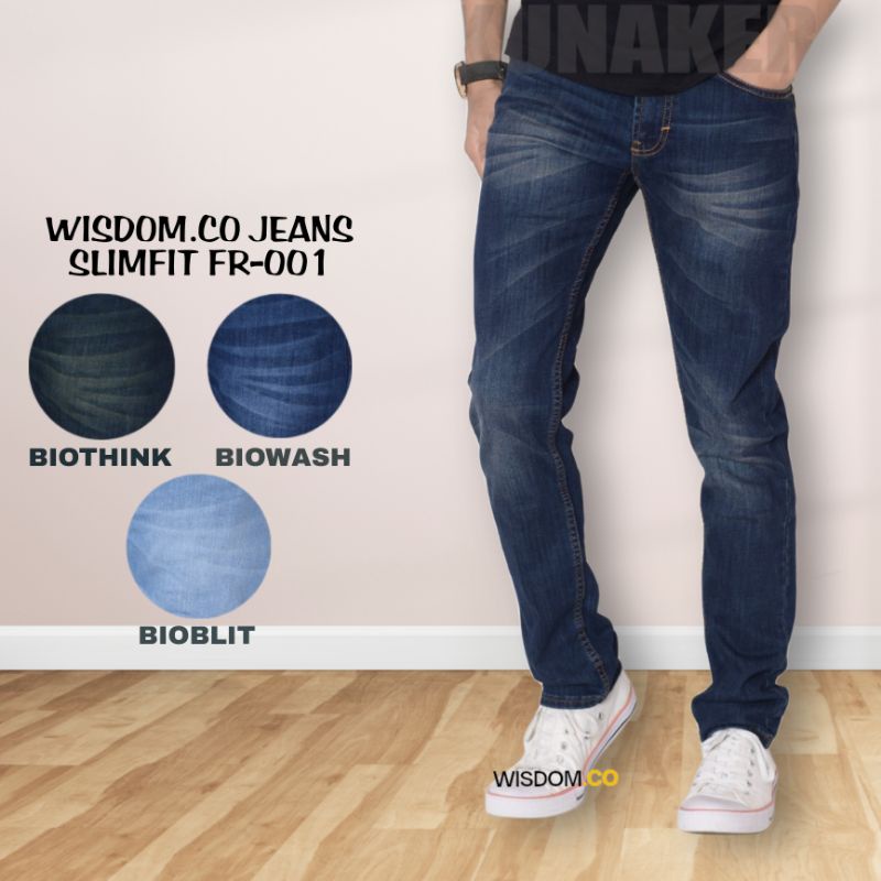 Wisdom FR-001 Celana Jeans Pria  Whisker Slimfit Full Denim Stretch | Basic Street Style