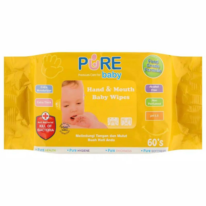 PURE BB HAND AND MOUTH BABY WIPES (buy 2 get 1) 60's per pack